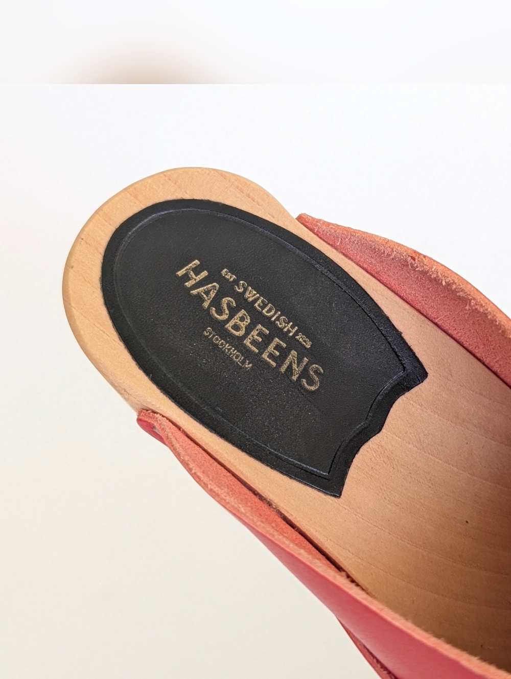 Swedish Hasbeens Red Slip In Classic Clog - Picture 6 of 9